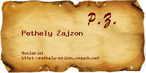 Pethely Zajzon névjegykártya